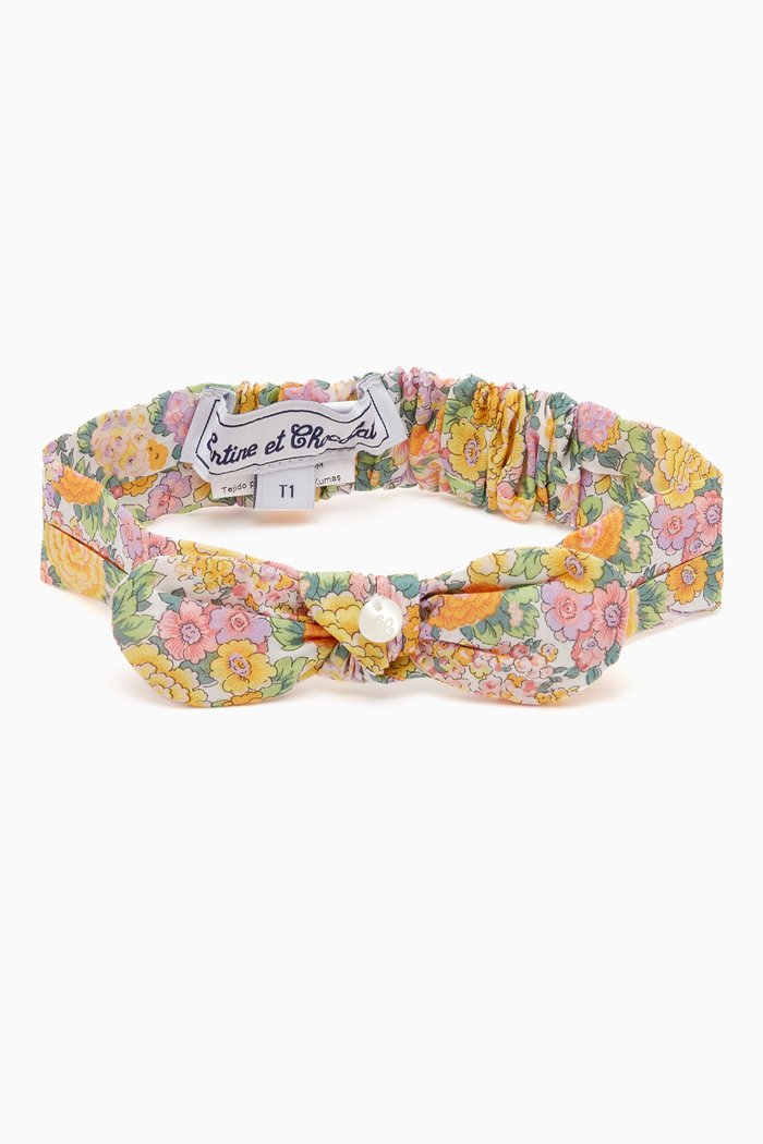 

Floral Bow Headband in Cotton, Pink