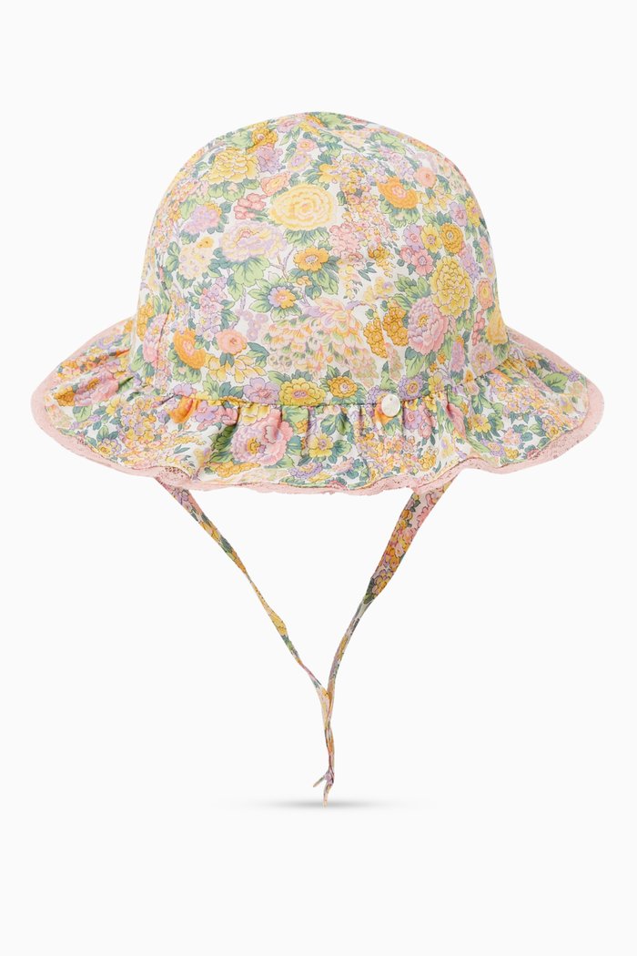 

Floral-print Bucket Hat in Cotton, Pink