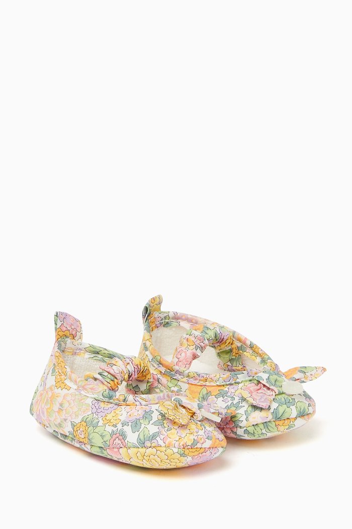 Floral Booties in Cotton, Pink