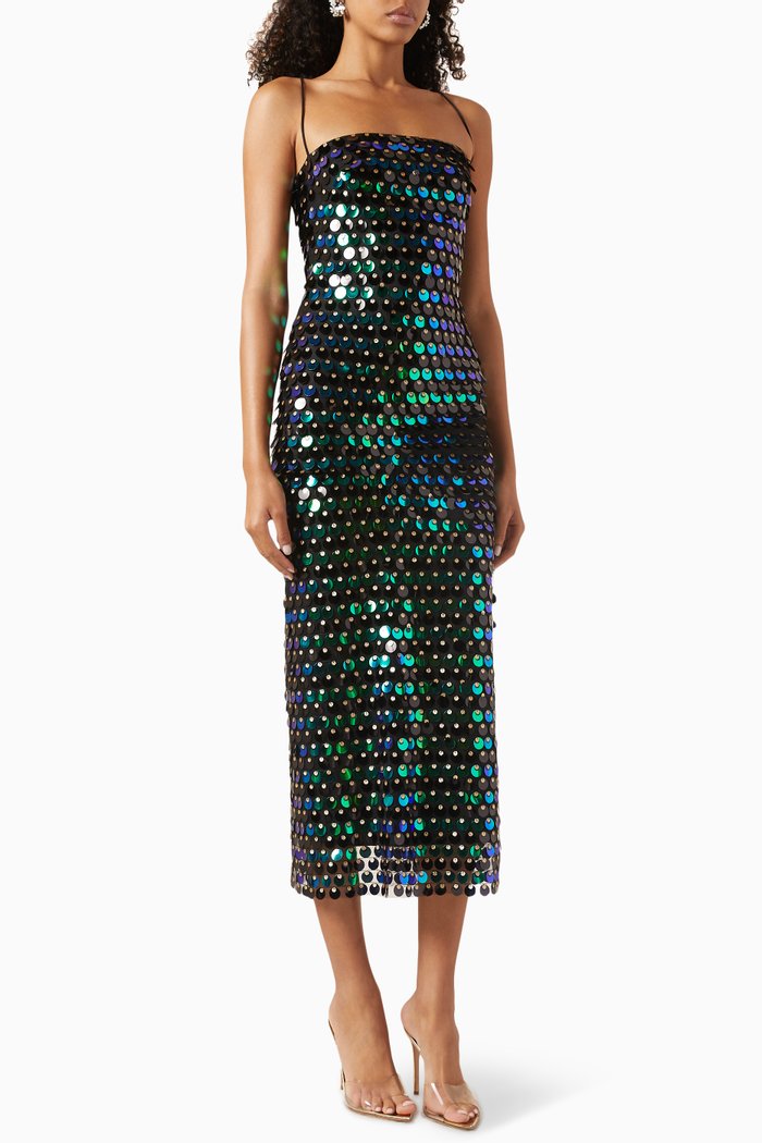 

Phoenix Midi Dress in Sequins, Black