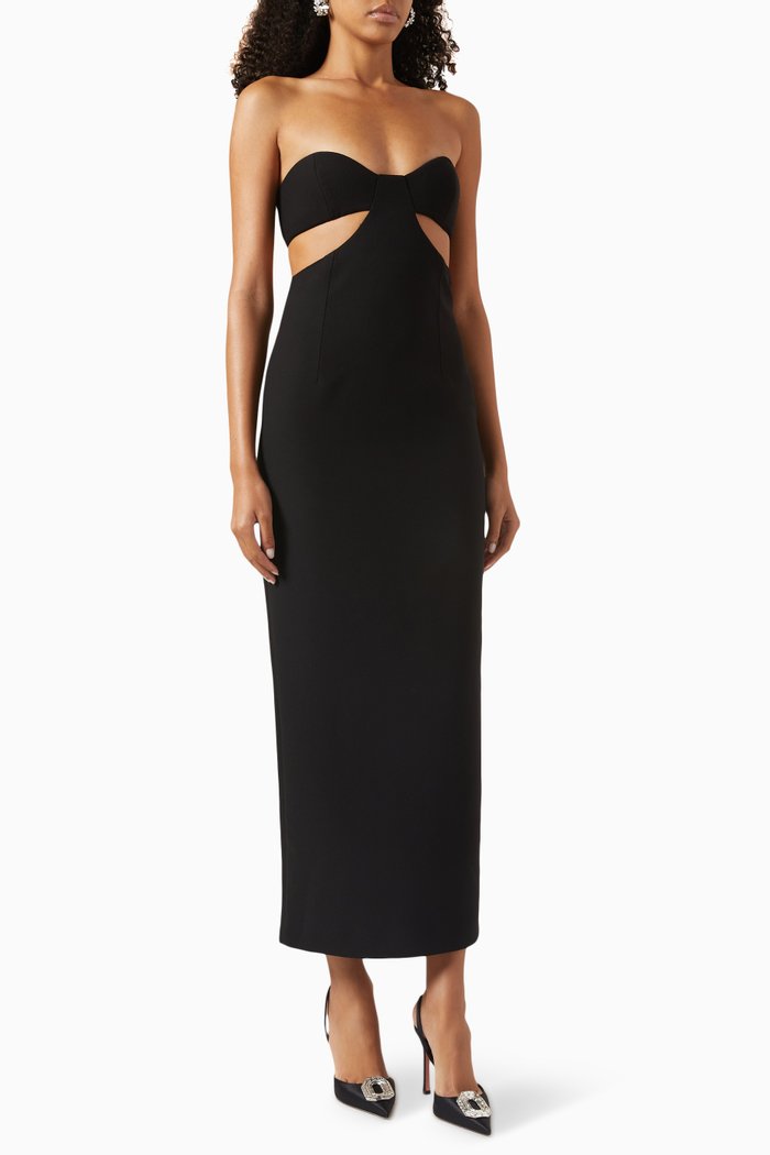 

Hestia Strapless Maxi Dress in Crêpe, Black