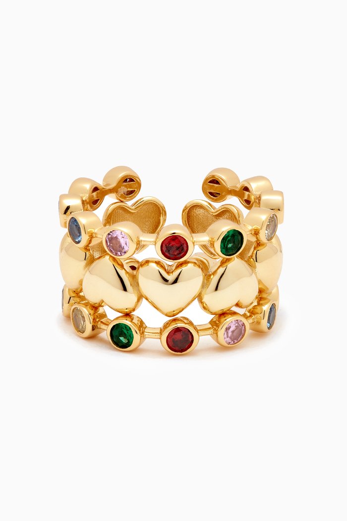 Esmé Rainbow Stacked Ring Set in 18kt Gold-plated Sterling Silver