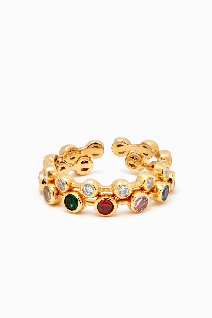 

Kaleidoscope Double Ring Stack in 18kt Gold-plated Sterling Silver