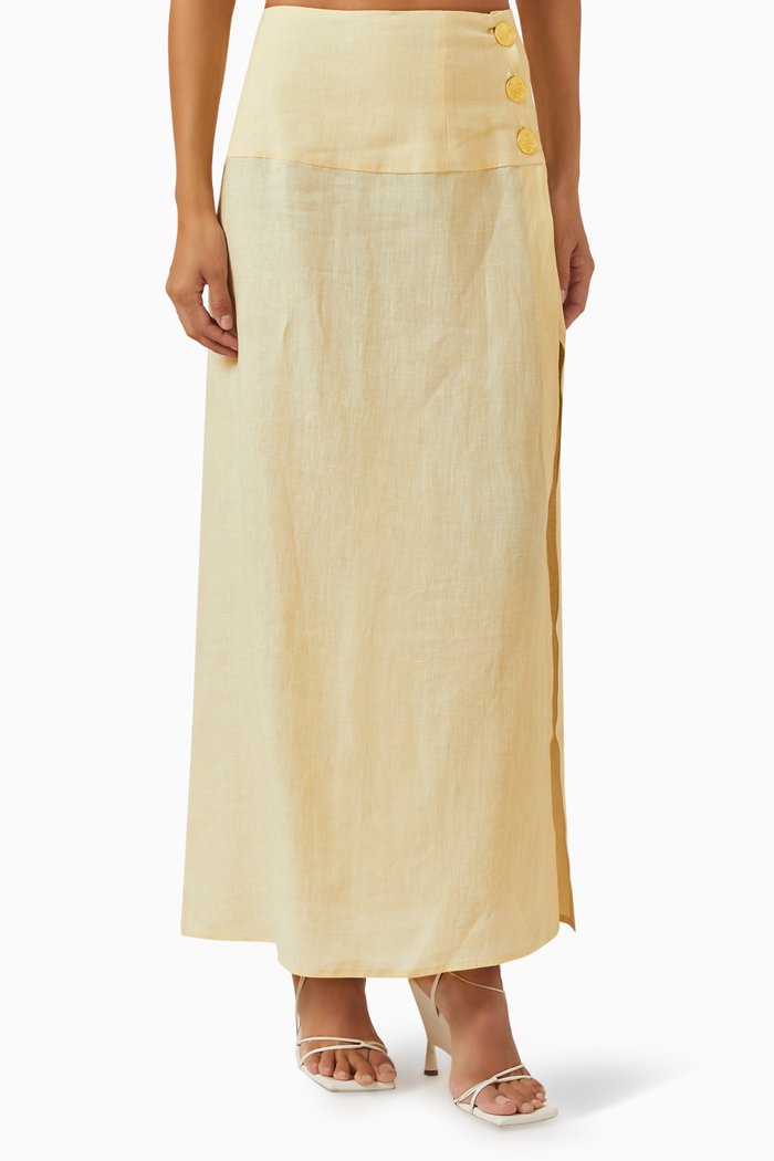 

Haifal Skirt in Linen, Yellow