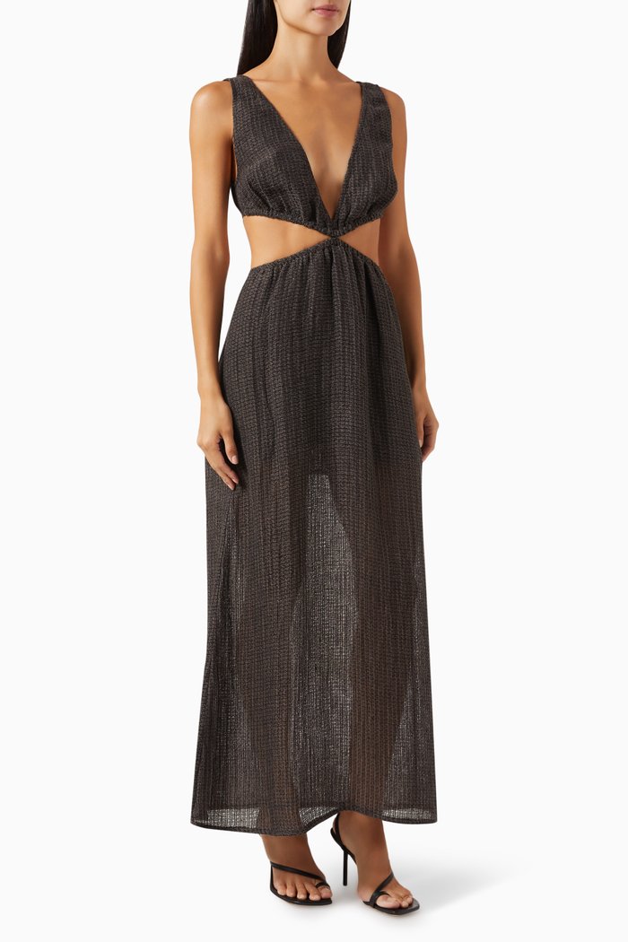 

Cut-out Dress in Linen, Grey