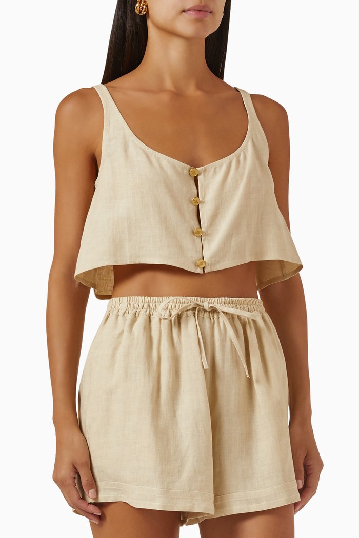 

Qus Crop Top in Linen, Neutral