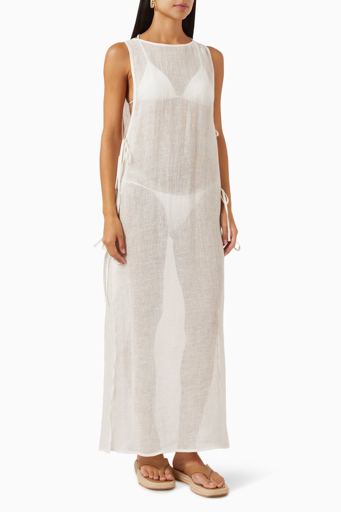 

Jarajus Very Light Maxi Dress in Linen, White