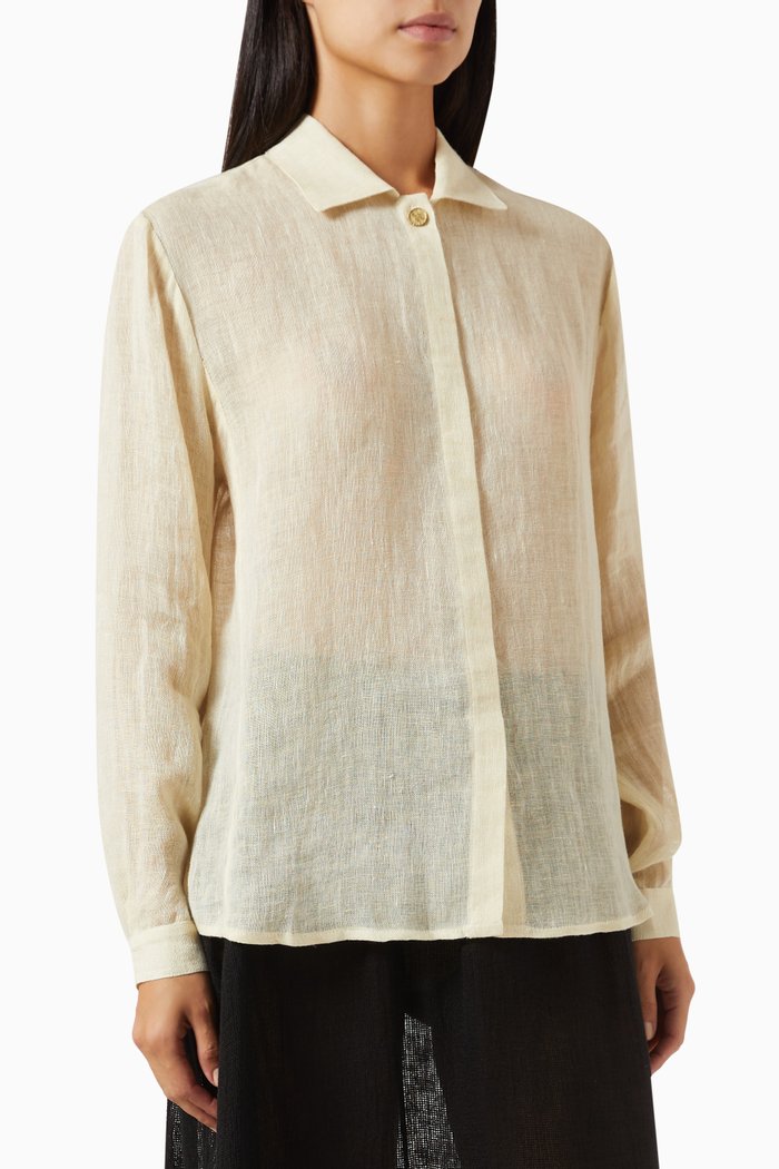 

Woven Shirt in Linen, Yellow