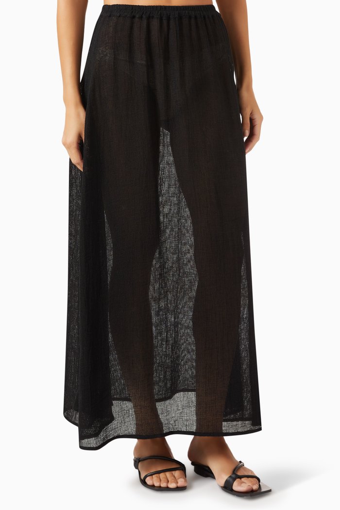 

Maxi Skirt in Linen, Black