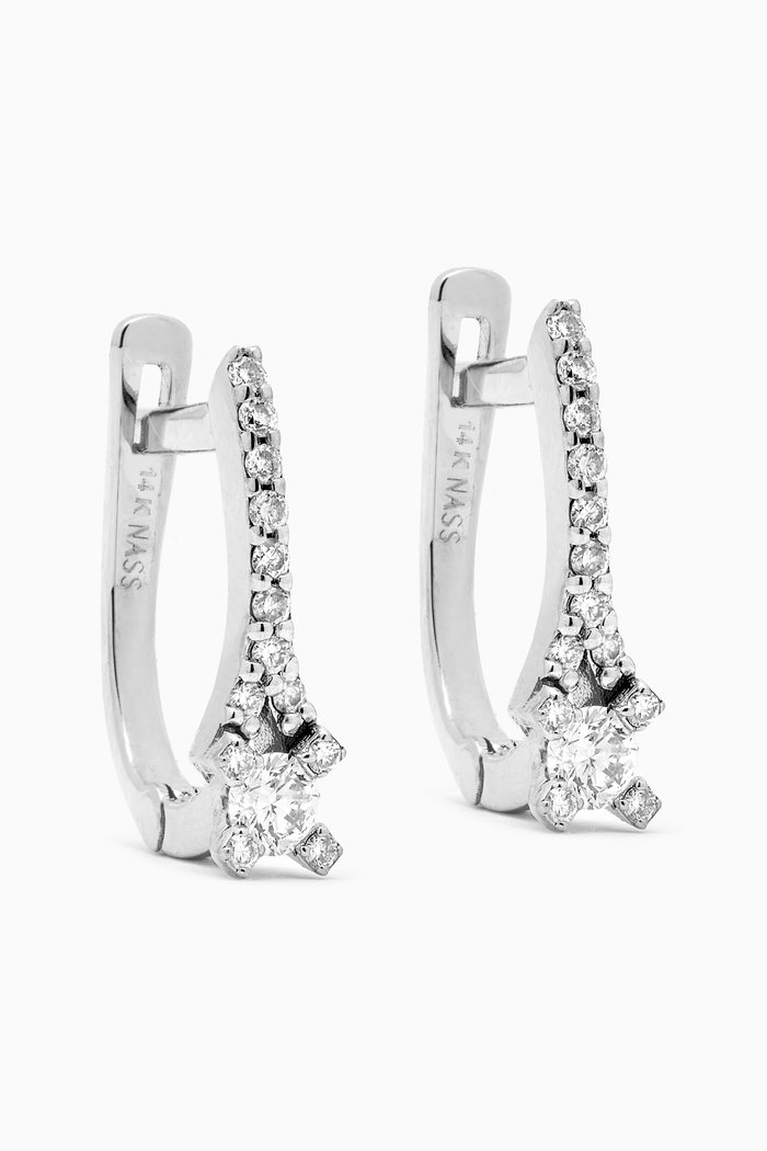 

Mini Pavé Huggies in 14kt White Gold, Silver