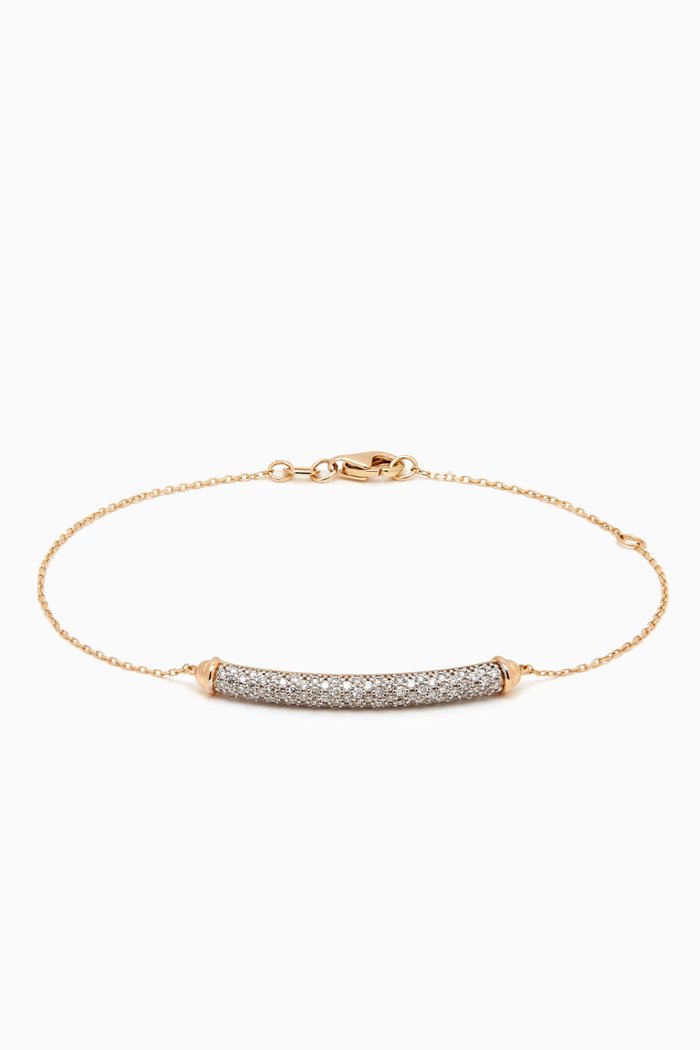 

Diamond Barrel Pavé Chain Bracelet in 14kt Gold, Yellow