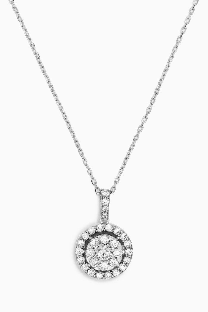 

Round Pavé Diamond Pendant Necklace in 14kt White Gold, Silver