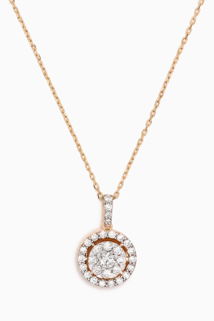 

Round Pavé Diamond Pendant Necklace in 14kt Gold, Yellow