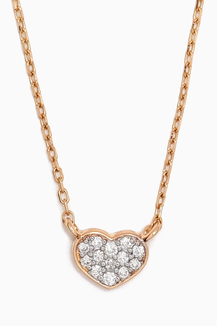 

Mini Pavé Diamond Heart Pendant Necklace in 14kt Gold, Yellow