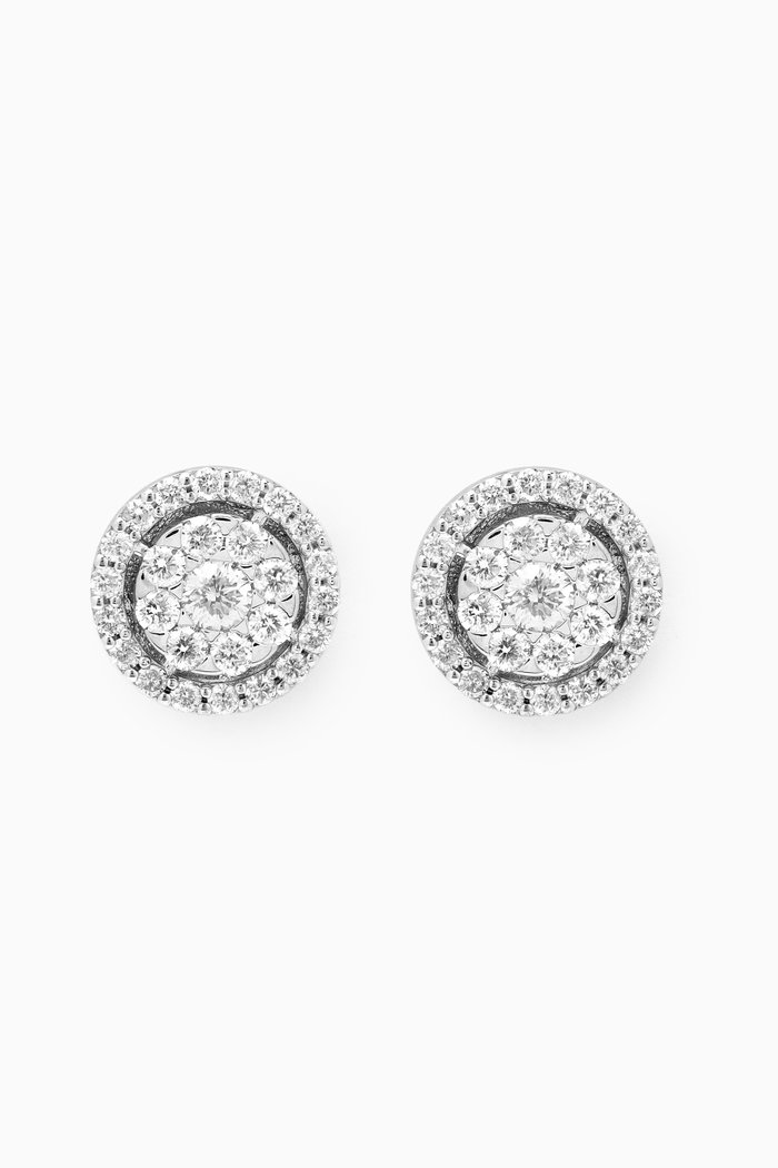 

Round Pavé Diamond Studs in 14kt White Gold, Silver