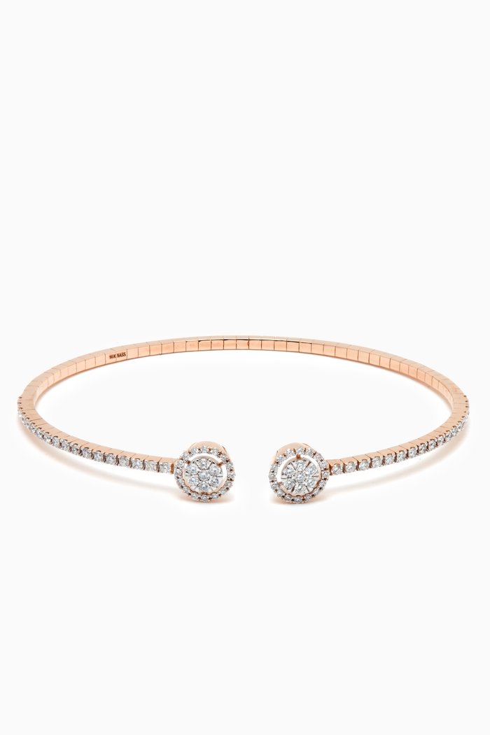 

Round Pavé Diamond Open Bangle in 14kt Rose Gold