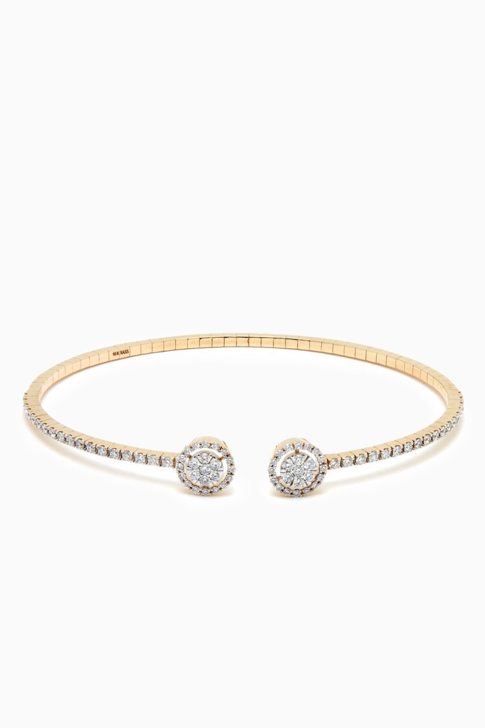 

Round Pavé Diamond Open Bangle in 14kt Gold, Yellow