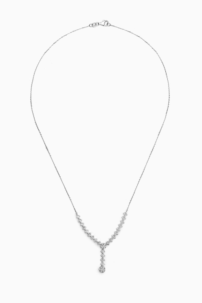 

Round Pavé Diamond Necklace in 14kt White Gold, Silver