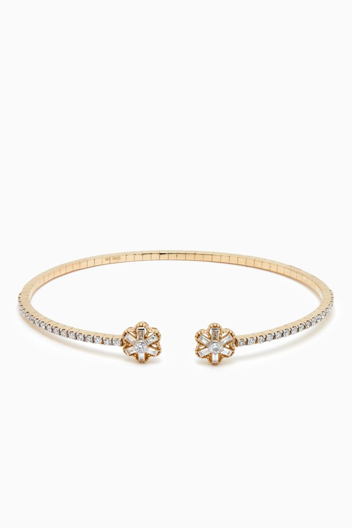 

Blossom Pavé Diamond Open Bandle in 14kt Gold, Yellow