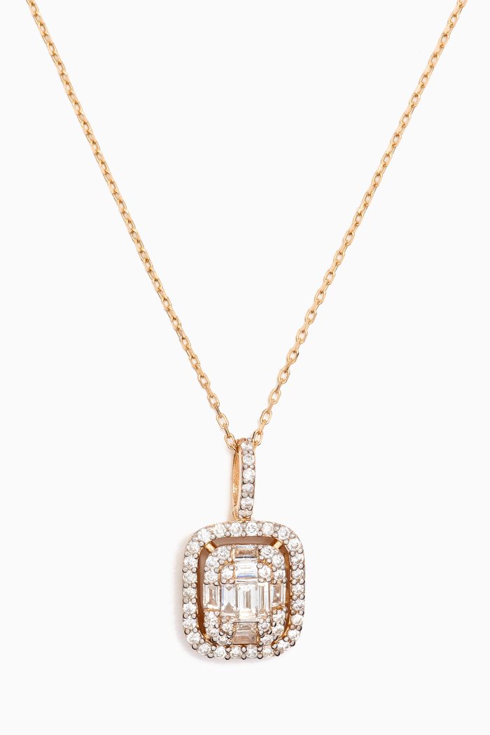

Mystery Set Double Frame Diamond Pendant Necklace in 14kt Gold, Yellow