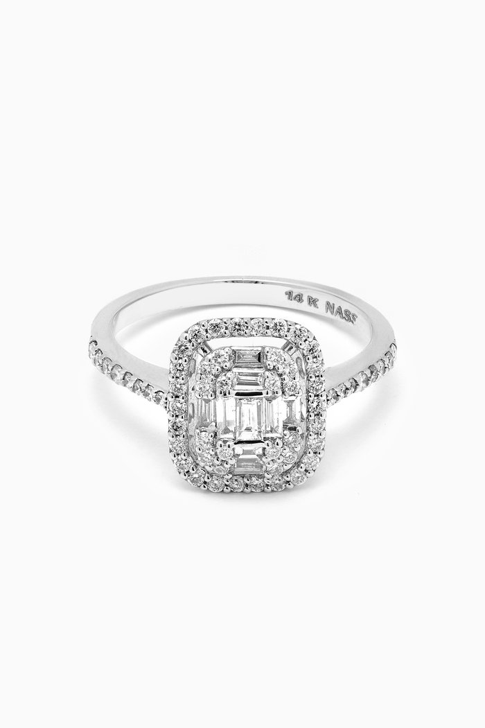 Mystery Set Double Frame Diamond Ring in 14kt White Gold