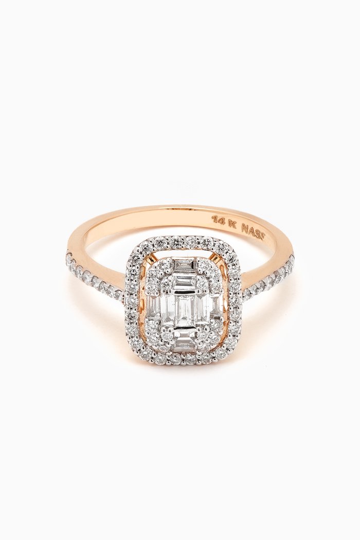 

Mystery Set Double Frame Diamond Ring in 14kt Gold, Yellow