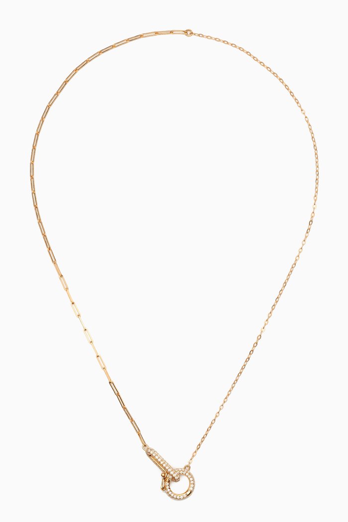 Fermoir Rond Rectangle Diamond Necklace in 18kt Gold, Yellow