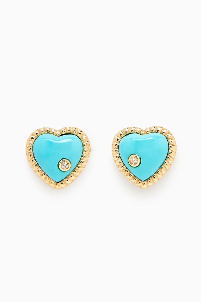 

Dome Heart Diamond Studs in 18kt Gold, Blue