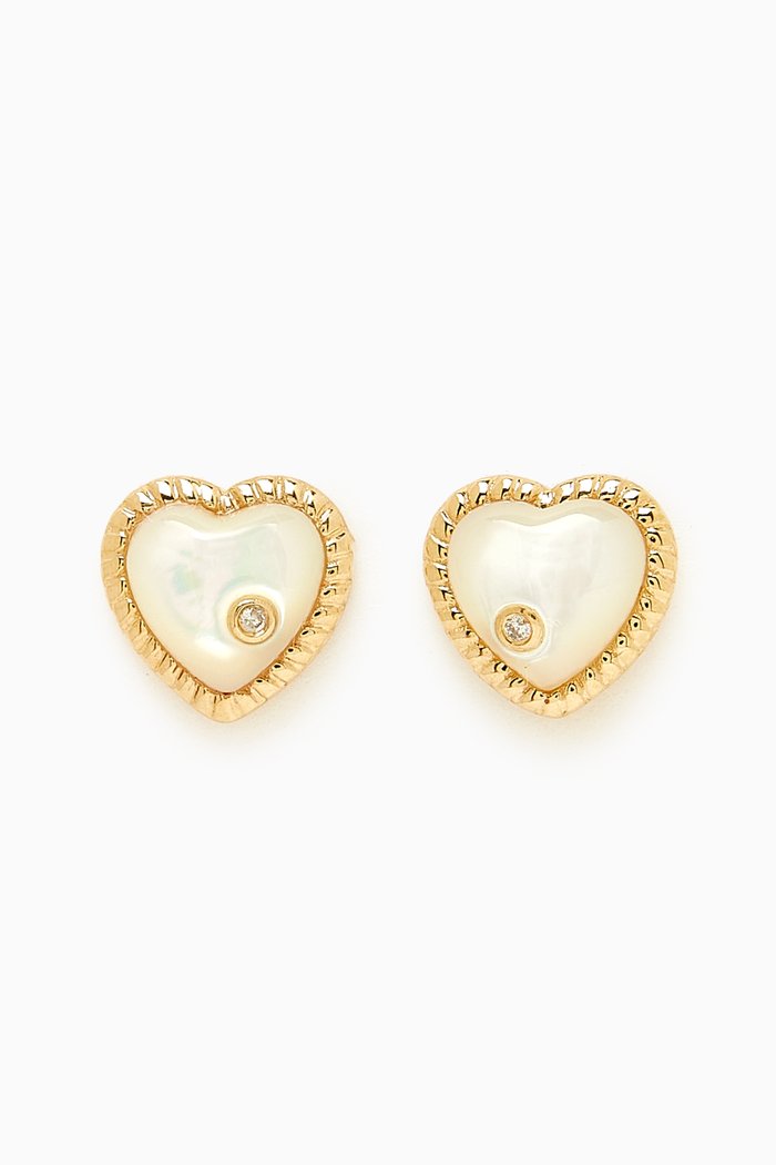 

Dome Heart Diamond Studs in 18kt Gold, White