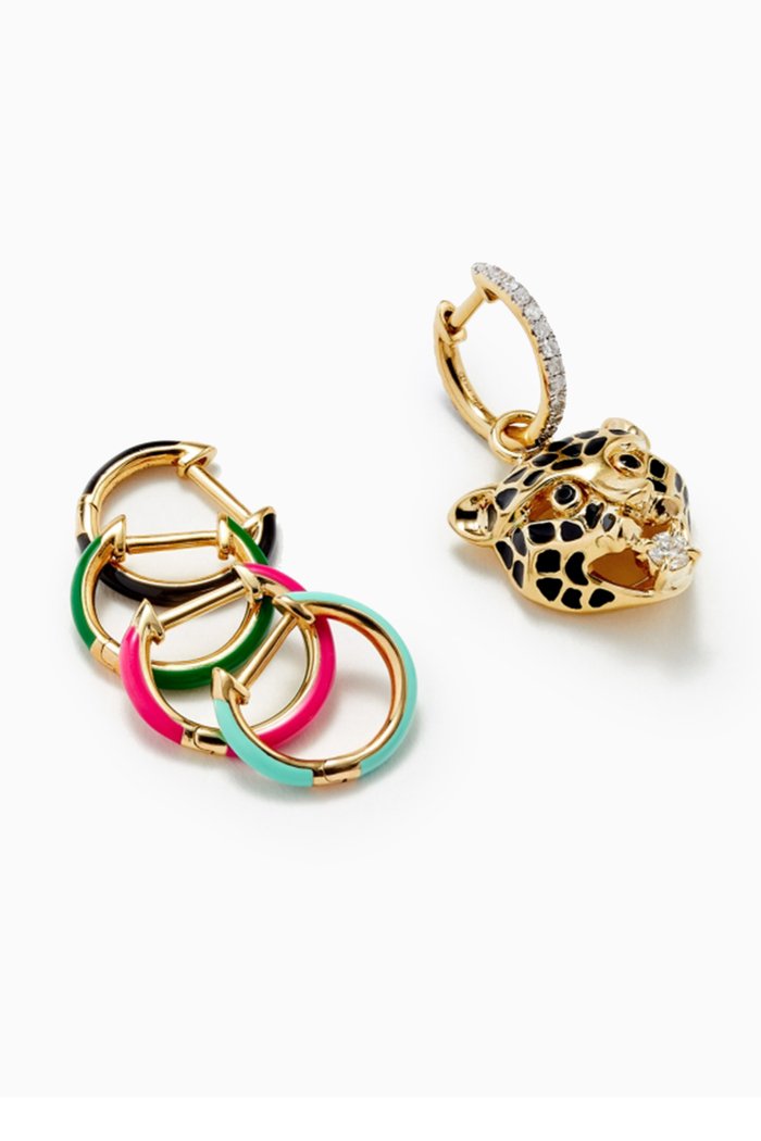 

Leopard Diamond Single Earring with Interchangeable Bails in 9kt Gold, Yellow