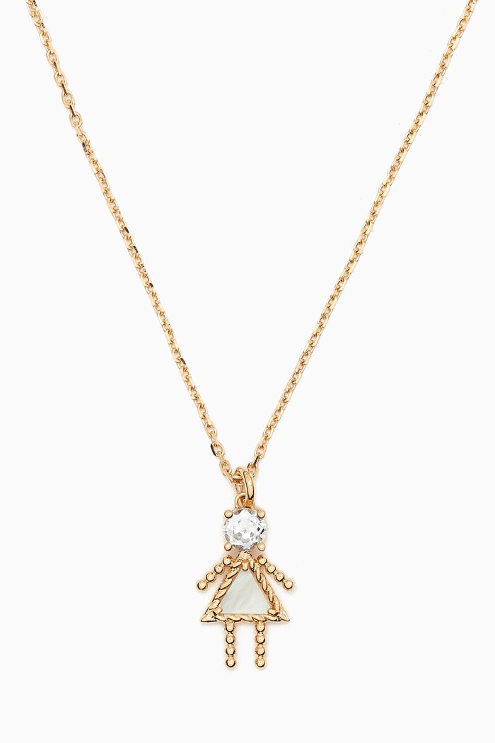

Petit Fille Topaz & Mother of Pearl Necklace in 18kt Gold, White