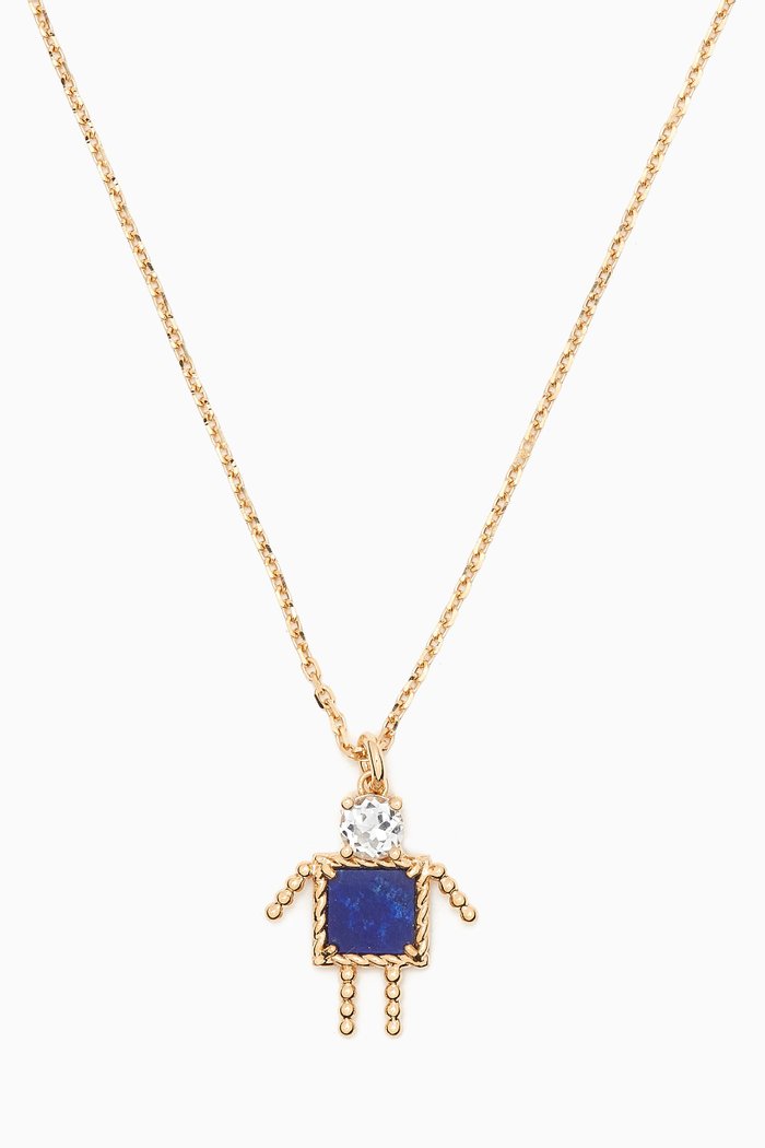 

Petit Garcon Topaz & Lapis Lazuli Pendant Necklace in 18kt Gold, Blue