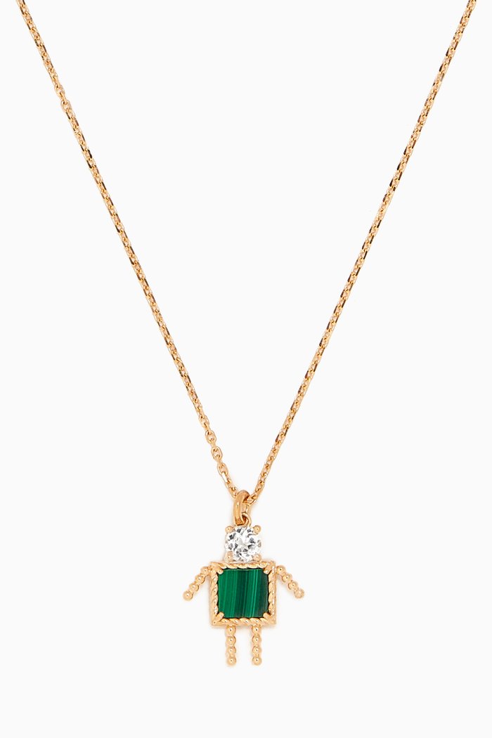

Petit Garcon Topaz & Malachite Pendant Necklace in 18kt Gold, Green