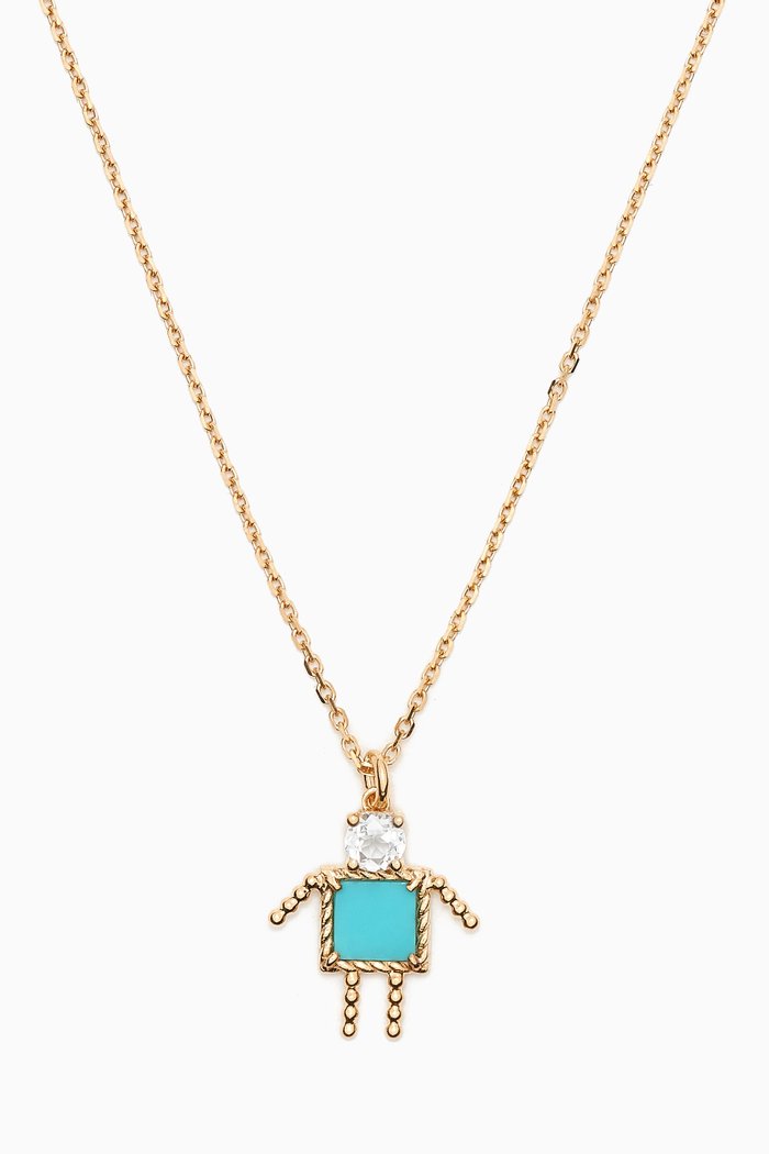 

Petit Garcon Topaz & Turquoise Pendant Necklace in 18kt Gold, Blue