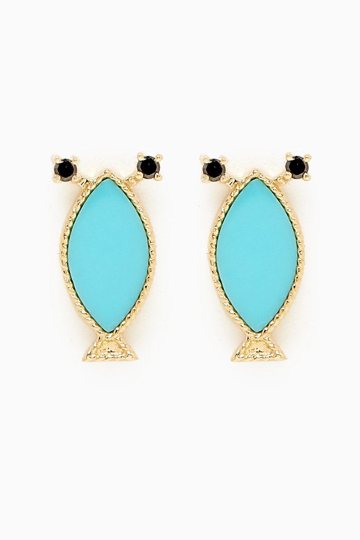 

Petits Personnages Diamond Earrings in 9kt Gold, Blue