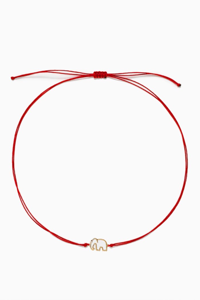 

Elephant Diamond Cord Bracelet in 9kt Gold, Red