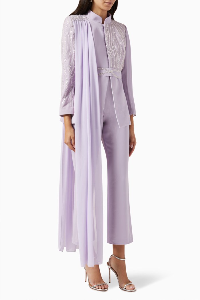 Crystal-embellished Suit, Purple