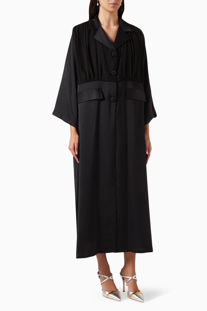 

Collared Abaya in Crepe, Black