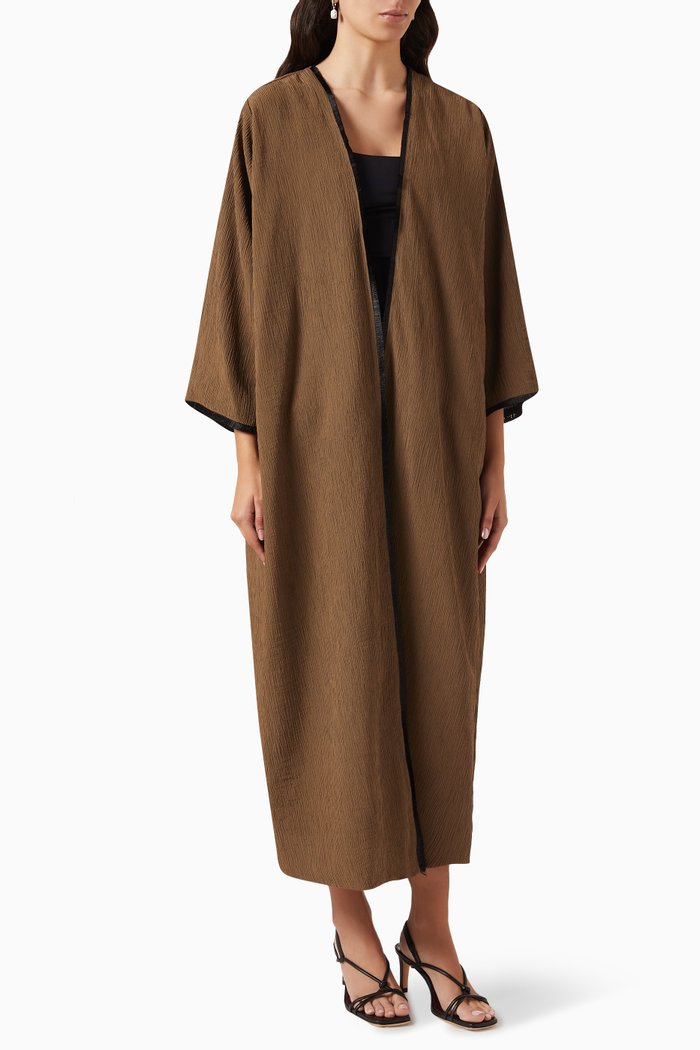 

Reversible Abaya in Linen & Chiffon, Green