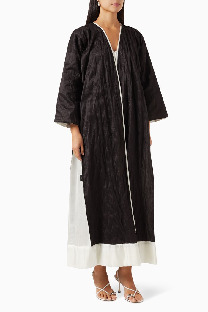 Two-tone Abaya in Taffeta, Black