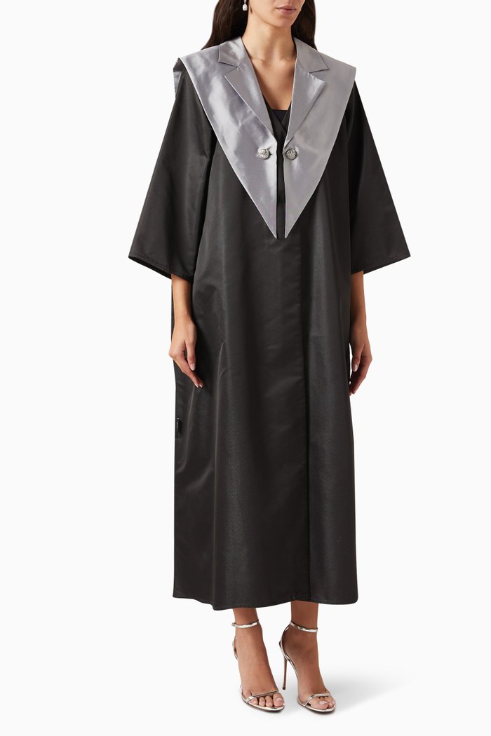 

Exaggerated Collar Abaya in Taffeta, Black