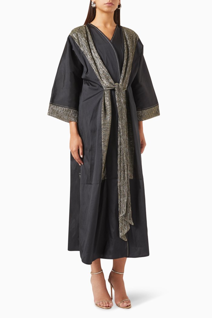 

Metallic-trim Abaya in Taffeta, Gold