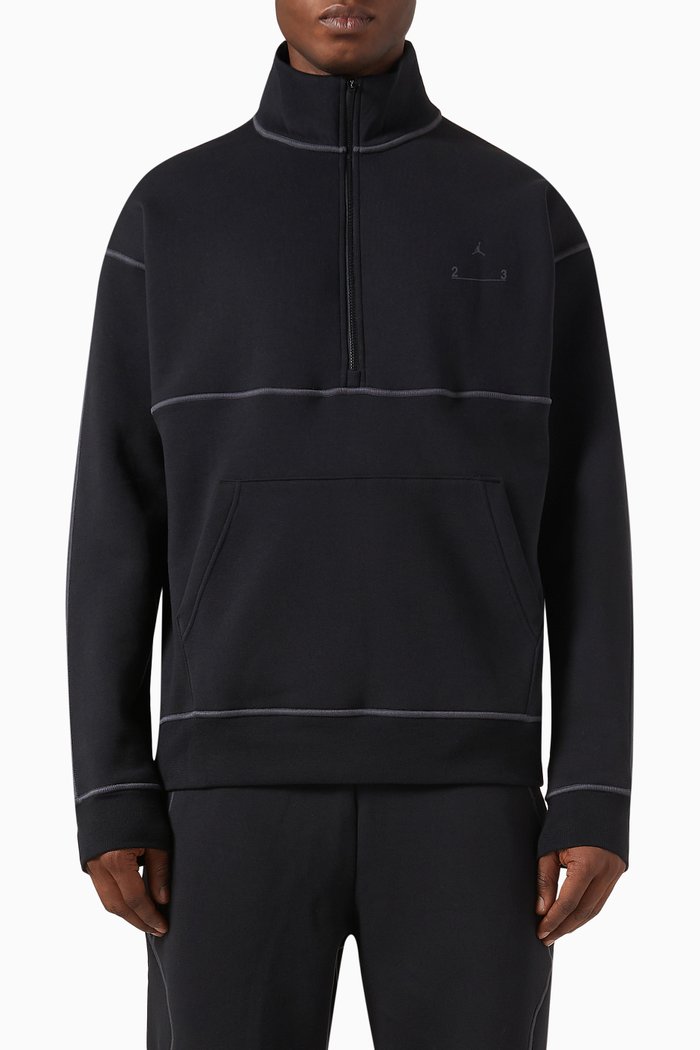 

Engineered Sweatshirt in Fleece, Black