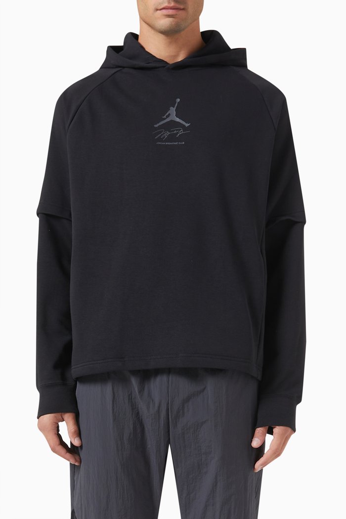 Dri-FIT Sport Breakfast Club Hoodie in Cotton-poly Blend Fleece, Black