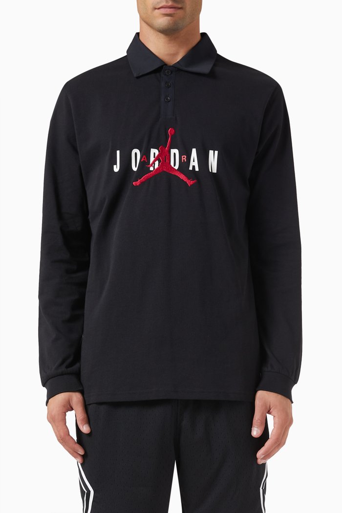 

Essentials Rugby Polo Sweatshirt in Cotton, Black