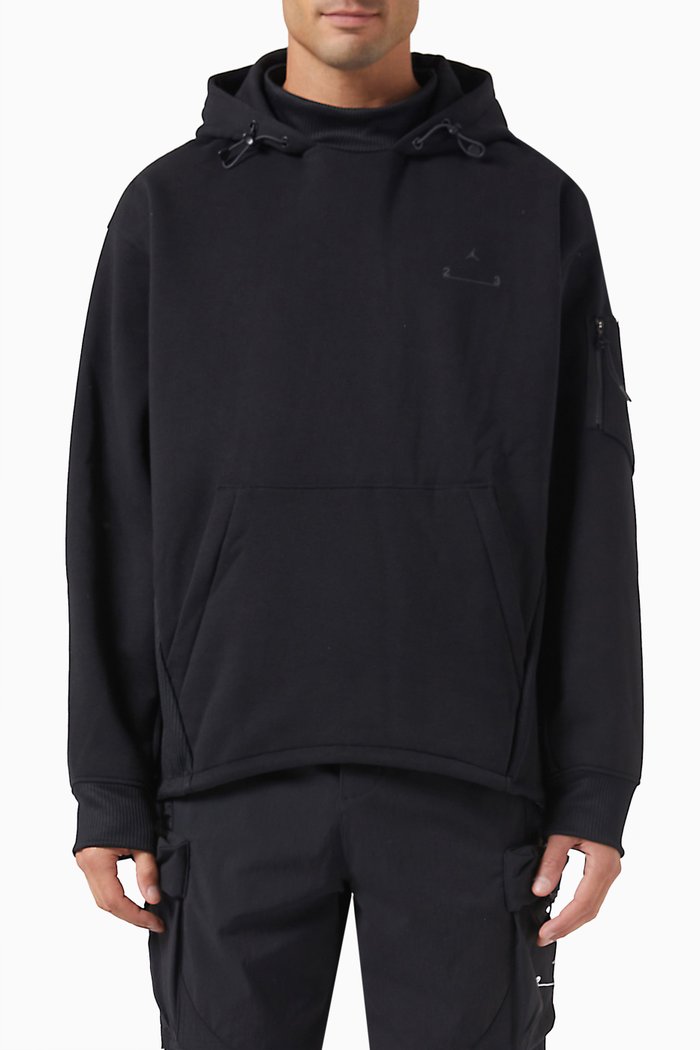 

Engineered Pullover Hoodie in Cotton-poly Blend Fleece, Black