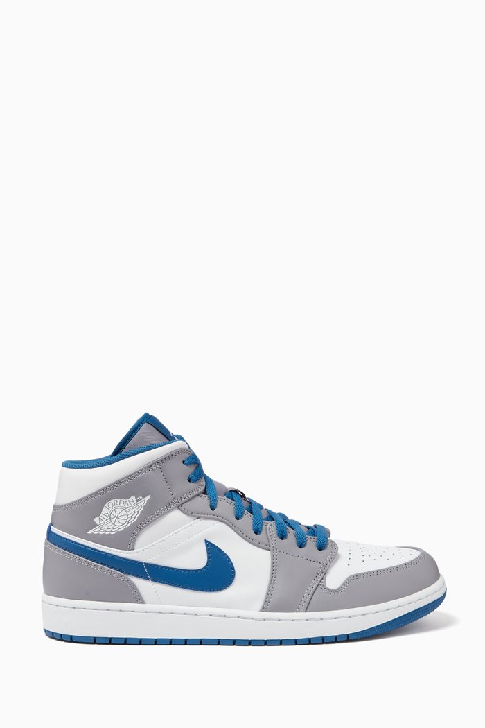

Air Jordan 1 Mid-top Sneakers in Leather, Multicolour