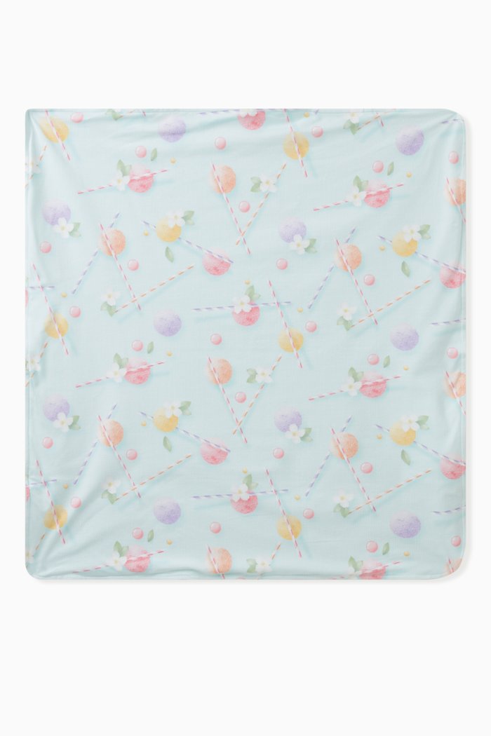 

All-over Print Blanket in Cotton, Blue