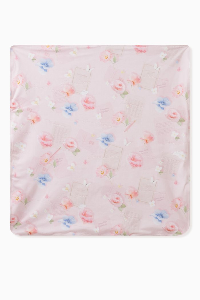 

All-over Print Blanket in Cotton, Pink