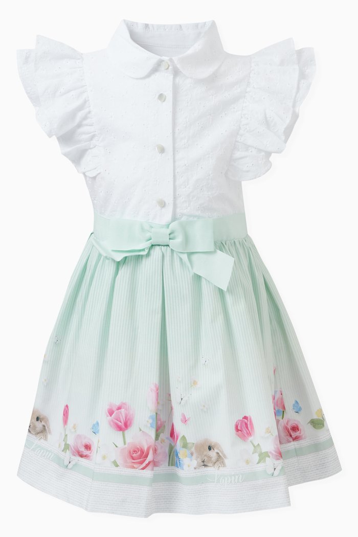 

Floral Dress in Cotton, White